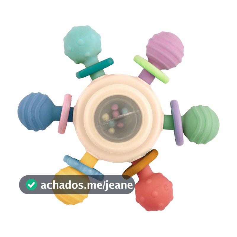 Mordedor Colorido Bebe Chocalho Divertido Buba Com Ventosa +4meses