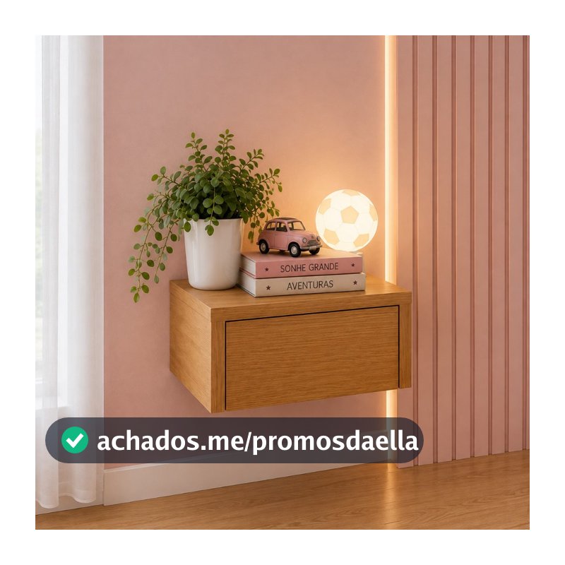 Mesa Cabeceira Mdp 15mm Com Gaveta L30 Flutuante Moderna Freijo
