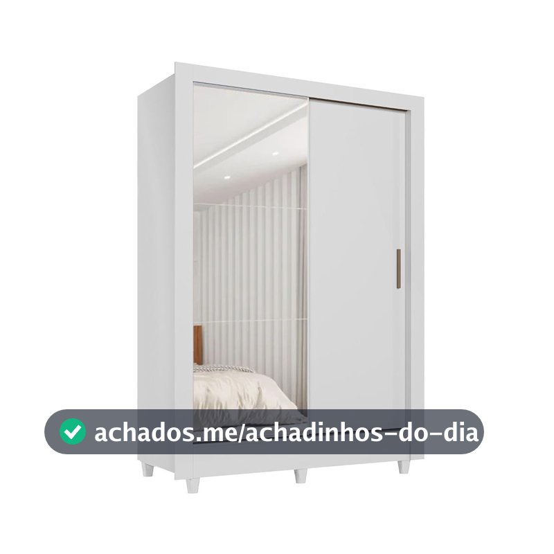 Guarda Roupas Solteiro com Espelho 2 Portas de Correr 2 Gavetas Bélgica Andirá