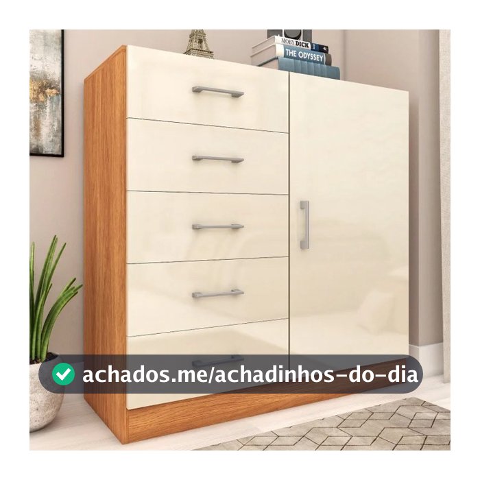 Cômoda Paolo 5 Gavetas 1 Porta Sapateira  Shark Móveis