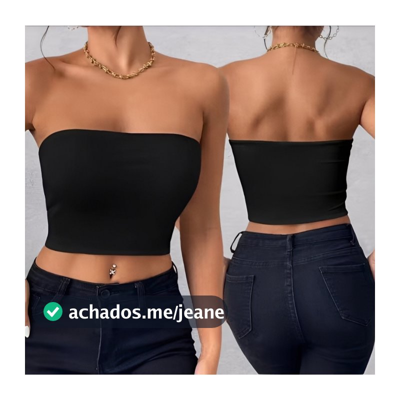 Top Tube Cropped Básico Feminino Tomara que Caia Suplex Confortável Verão Ajustado Casual Com Forro Duplo Sem Bojo