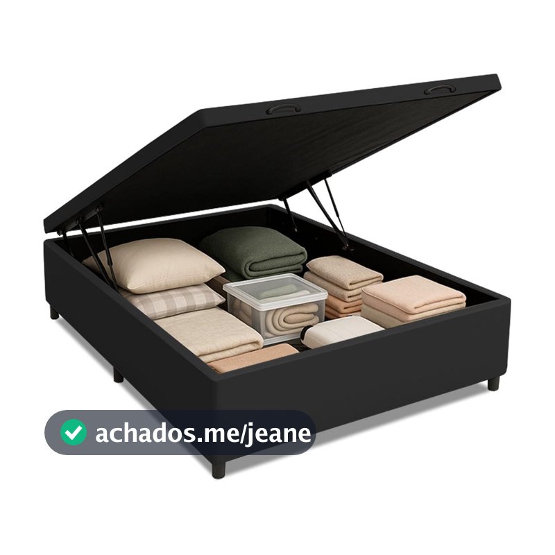 Cama Box com Baú Casal com 41cm de Altura Prince Preto