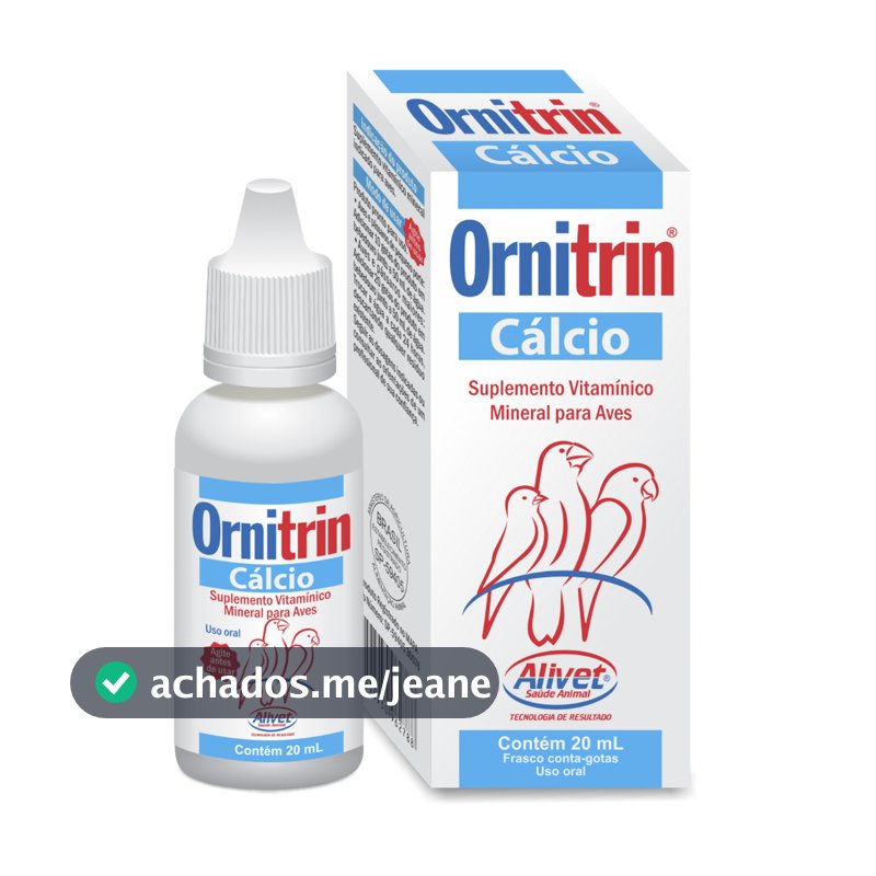 Vitamina Para Aves Ornitrin Cálcio Alivet Ossos E Bico  20ml