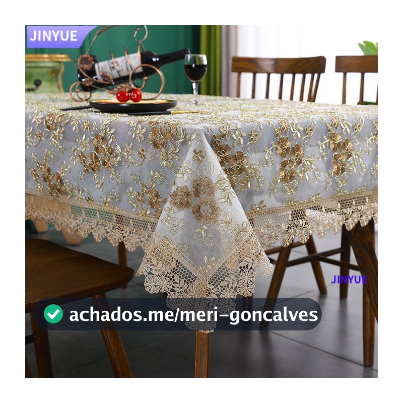 Toalha de Mesa em Renda com Bordados de Rosa – 150 Largura x 220 Comprimento