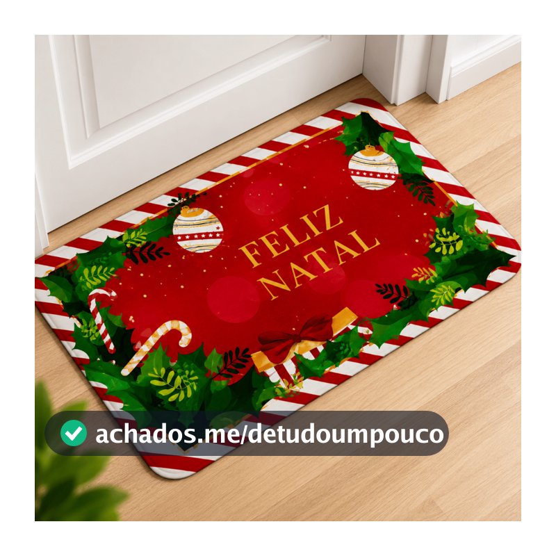 Tapete de Porta Natal Capacho Decorativo Entrada Natalino 59cmx39cm