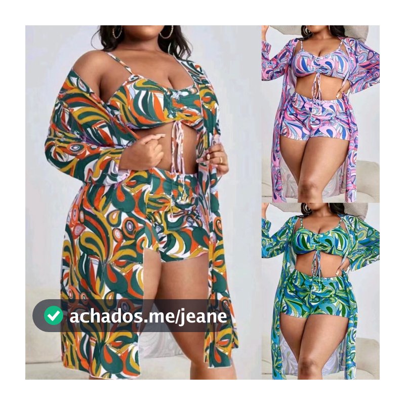 2025 novo estilo maiô europeu americano Sexy Plus Size biquíni de três peças maiô feminino