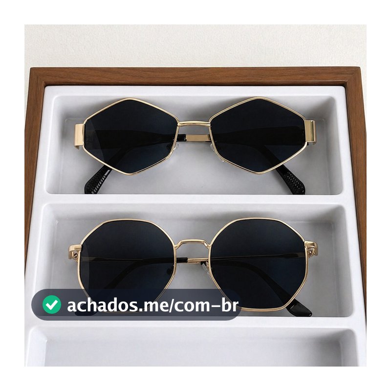 2 peças de óculos da moda para mulheres, armações de metal rombus e hexagonal, óculos Y2K, estilo retrô