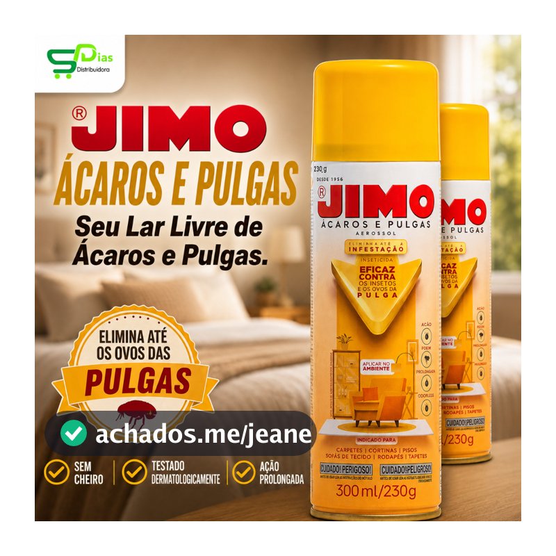 Jimo Anti Ácaros e Pulgas 300ml Elimina Carrapato Sem Cheiro Reduz Alergia Rinite Espirro Kit 1/2un