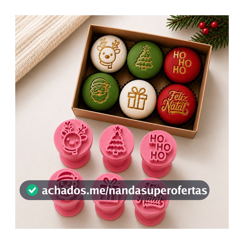 Kit 6 Carimbos Brigadeiro Natal Papai Noel Natalino Marcador Doce Temático