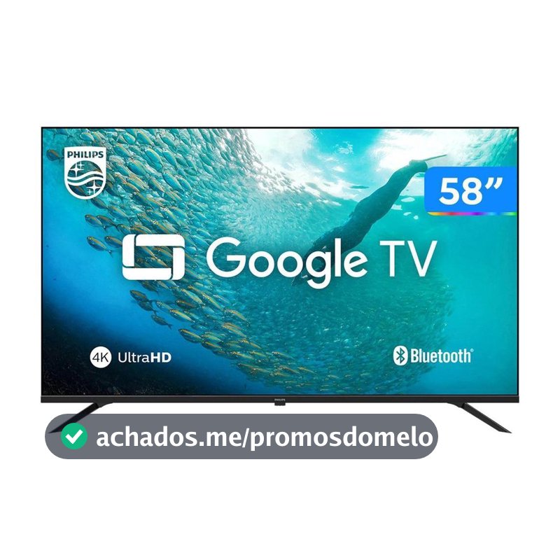Smart TV 58" 4K UHD LED Philips 58PUG7019/78 Wi-Fi Bluetooth Google Assistente 3 HDMI 2 USB