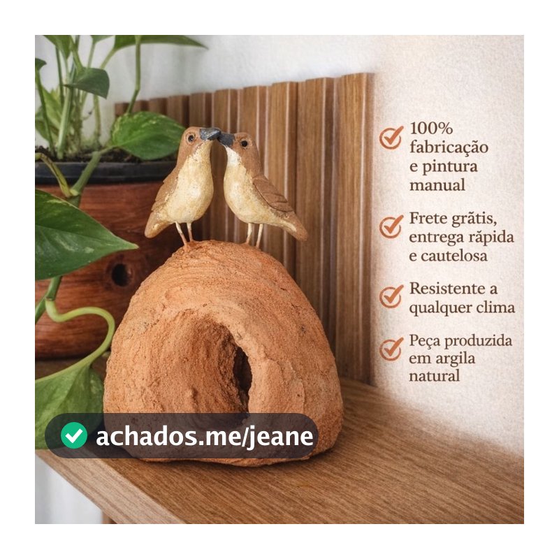 Artesanato Decoração Casa De João de Barro "P" Jardim Enfeite Presente Varanda Planta Área de Lazer Símbolo Família