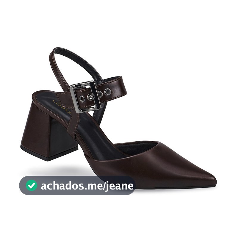 Scarpin Feminino Bico Fino Salto Bloco Confortável com Fivela Sapato Social 18400