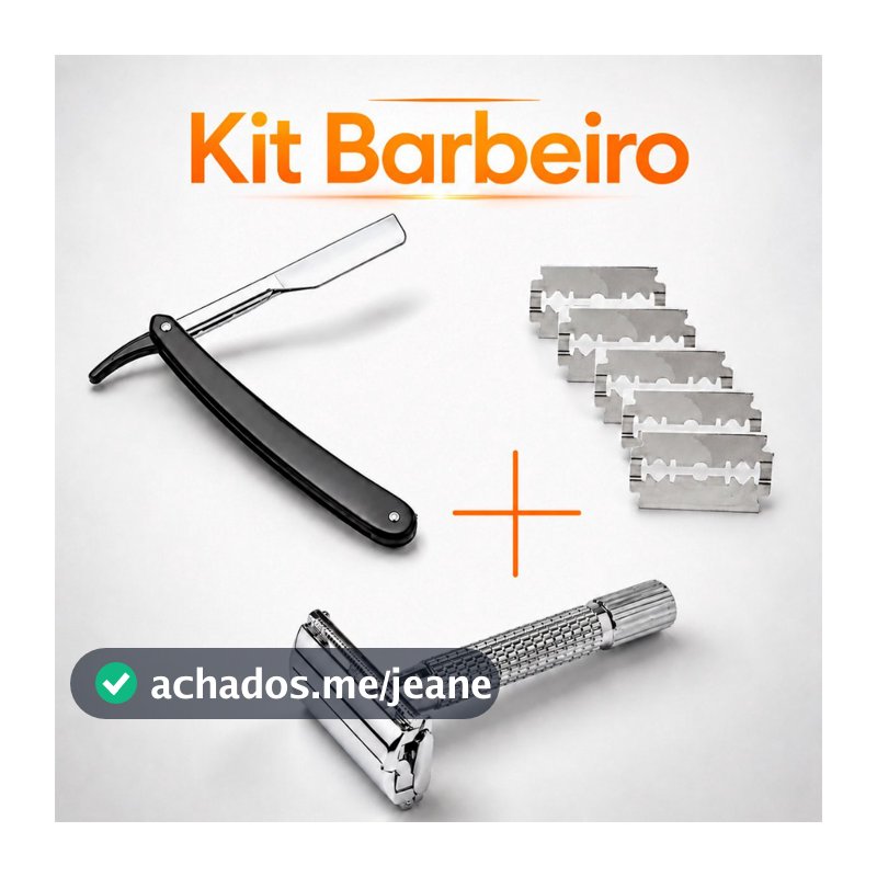 Kit Navalha Profissional Barbeador com Aparelho de Barbear Clássico com 5 Lâminas Aço Inox