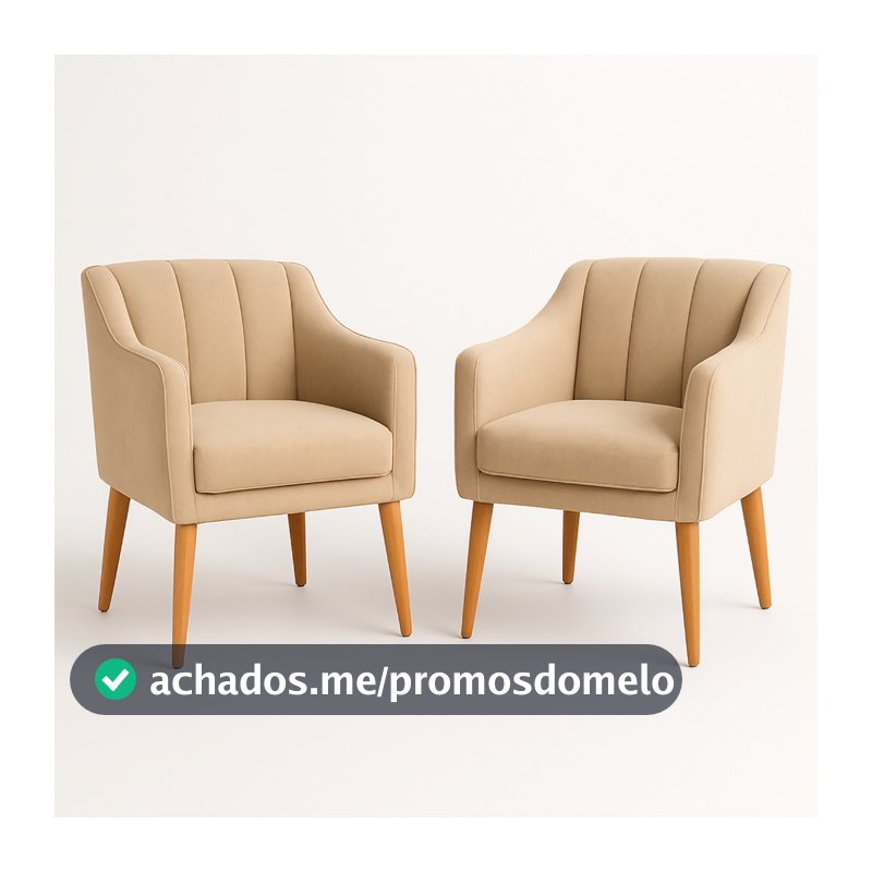 Kit com 2 Cadeiras Poltrona para Sala Moderna e Confortável Mila Suede