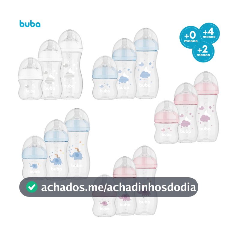 Kit 3 Mamadeiras Buba Bico Pétala Silicone Macio Easy Flow Antivazamento 120/270/330 mL