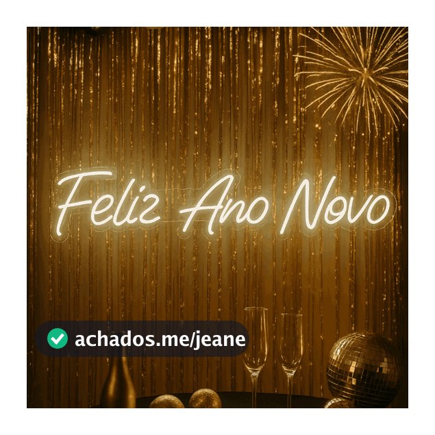 Letreiro LED Neon Feliz Ano Novo 80x18cm Decoração Festiva e Elegante