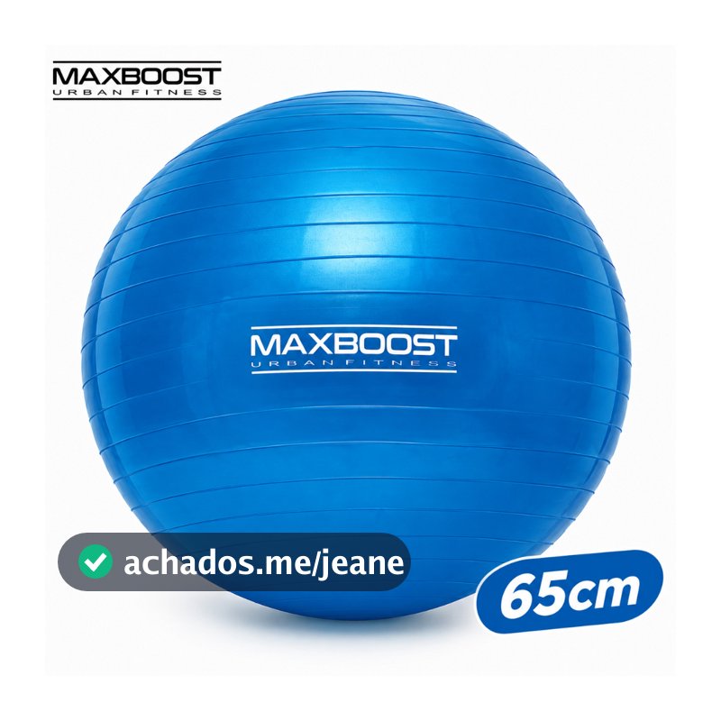 Bola Pilates 65cm Maxboost Fitness Ginástica Yoga Exercícios em Casa Academia e Fortalecimento Muscular