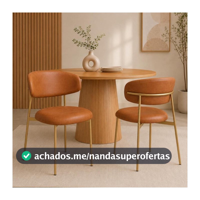 Kit 2 Cadeira Elegante Moderna Orgânica em Courino Premium Luxo Confortável Resistente Sala de Jantar Cozinha