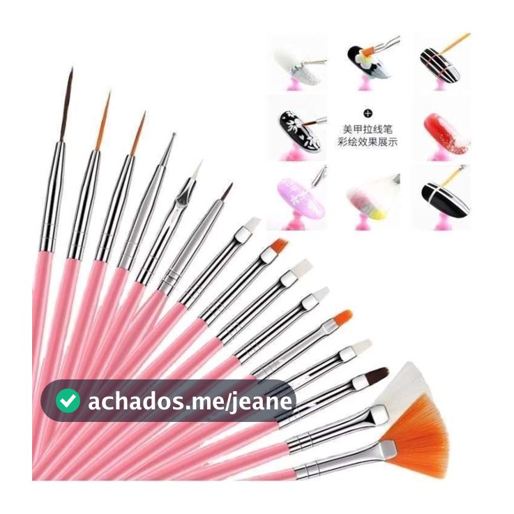 Kit Com 15 Pincéis Para Decoração De Unhas - Nail Art