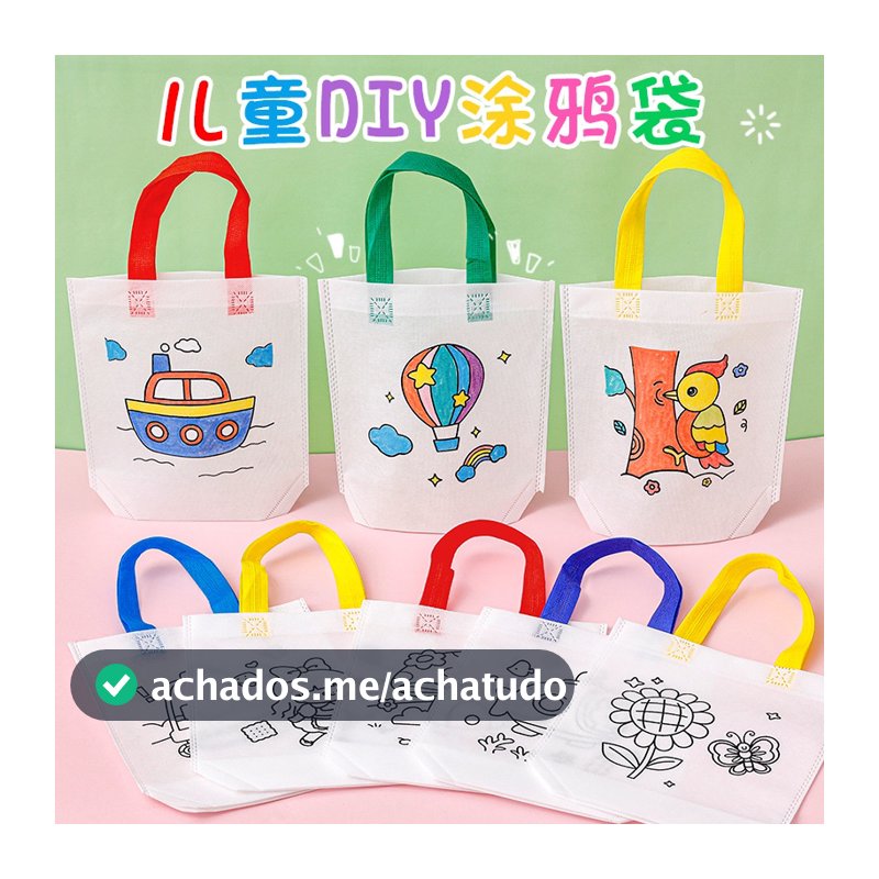 Diy Saco de coloração artesanal para crianças Não Tecido Tote