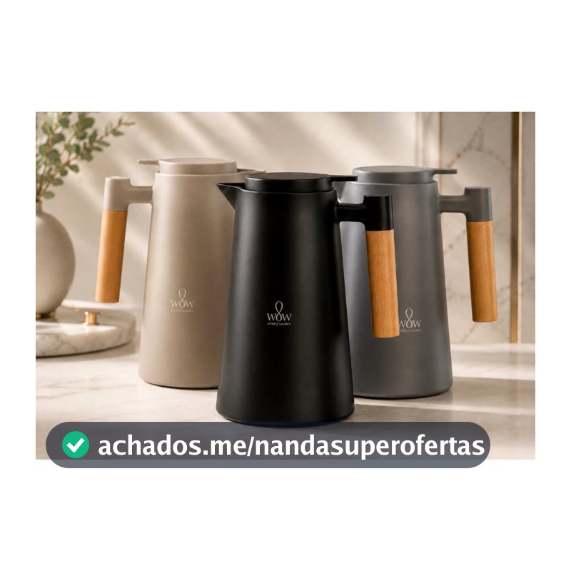 Garrafa Térmica Cabo Madeira Para Café 1l