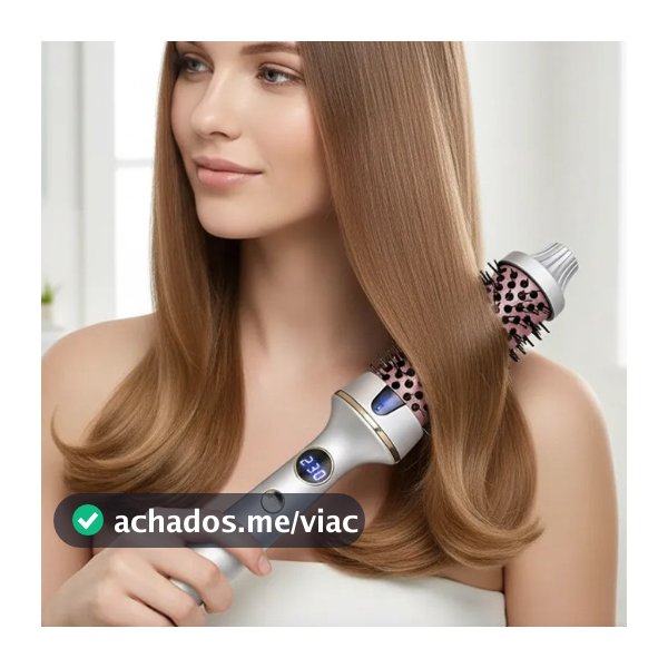 Escova Modeladora Térmica Profissional Display Digital Bivolt 230°C Com Cerdas Protetoras