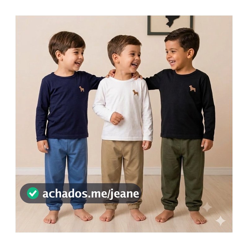 kit 3 Camisas Manga Longa Básica Camiseta Masculina Infantil Menino ou Menina Escola