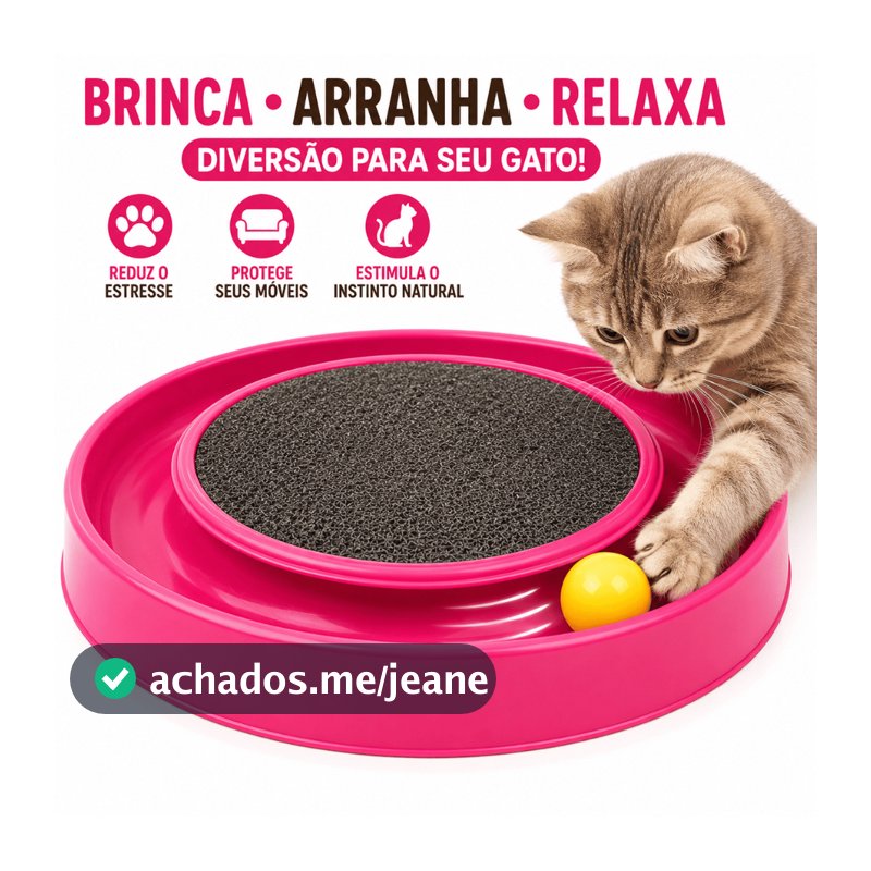 Arranhador para Gatos Redondo com Bolinha Brinquedo Pet Interativo Relax Antiestress Cat