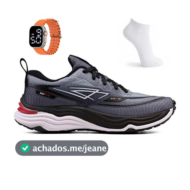 Kit Tênis Masculino Esportivo Academia Treino Caminhada Leve Repplay + Meia e Relogio