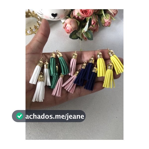 Pingente Tassel de couro Sintético  Camurça Franja pingente com ponteira dourada -10pcs