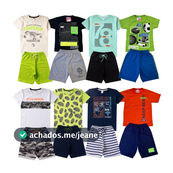 Kit Sortido 10 Peças de Roupas Infantil Menino 5 Camisetas + 5 Bermudas = 5 Conjuntos de Roupa Infantil MeninoVerão