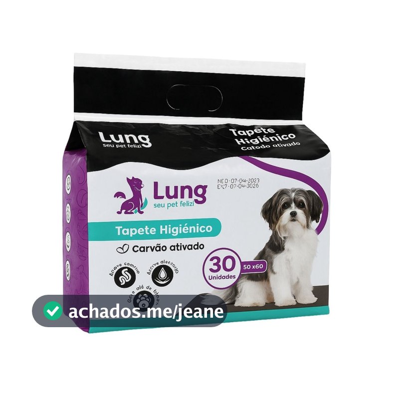 Tapete Higienico Carvão Ativado 50x60cm para Cachorro Pet Absorvente 30un Super Controle de Odor