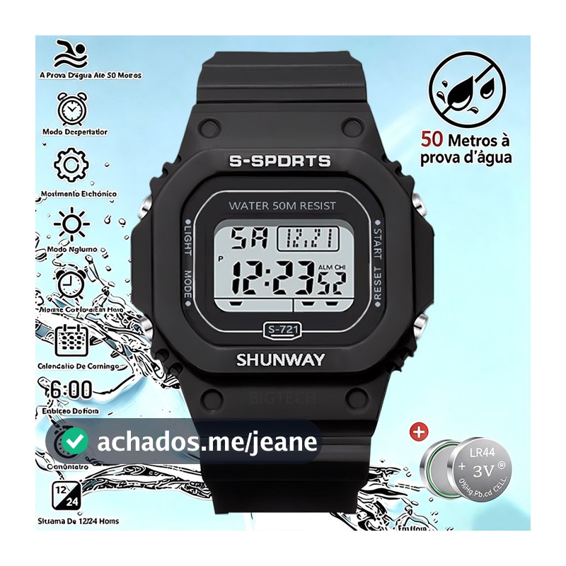 Relógio Masculino Eletrônico À Prova D'água Original Esportivo Luminoso Relogio De Pulso Digital Moda Homens