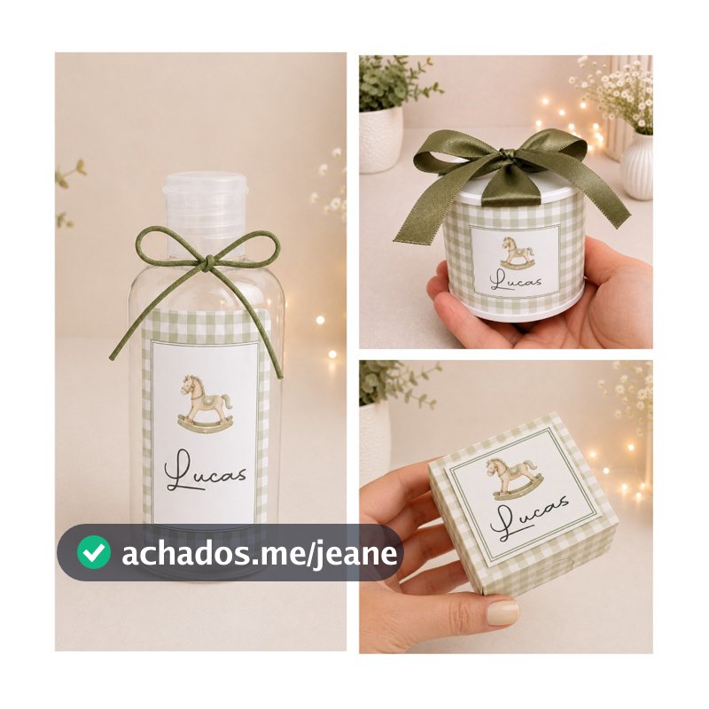Kit Lembrancinha de Maternidade Personalizada – Tubolata, Frasco e Caixinha | 15 ou 30 Unidades