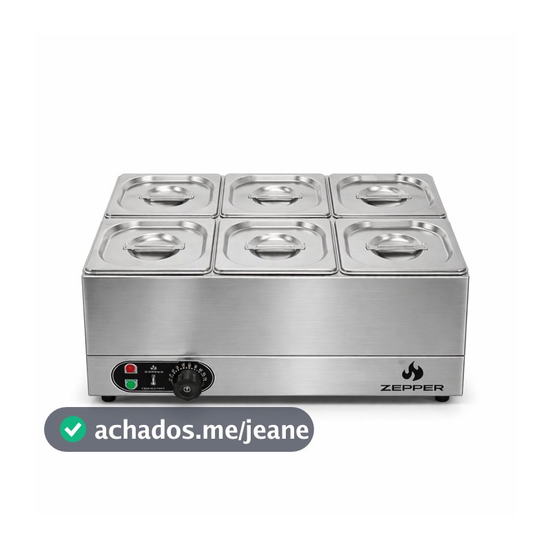 Rechaud Aquecido 6 Cubas Inox Zepper ZPRC061/6