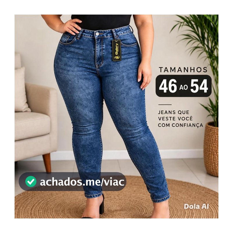 🌟 CALÇA JEANS AZUL   SKINNY PLUS SIZE Femina Marmorizada – MODELAGEM QUE VALORIZA 🌟