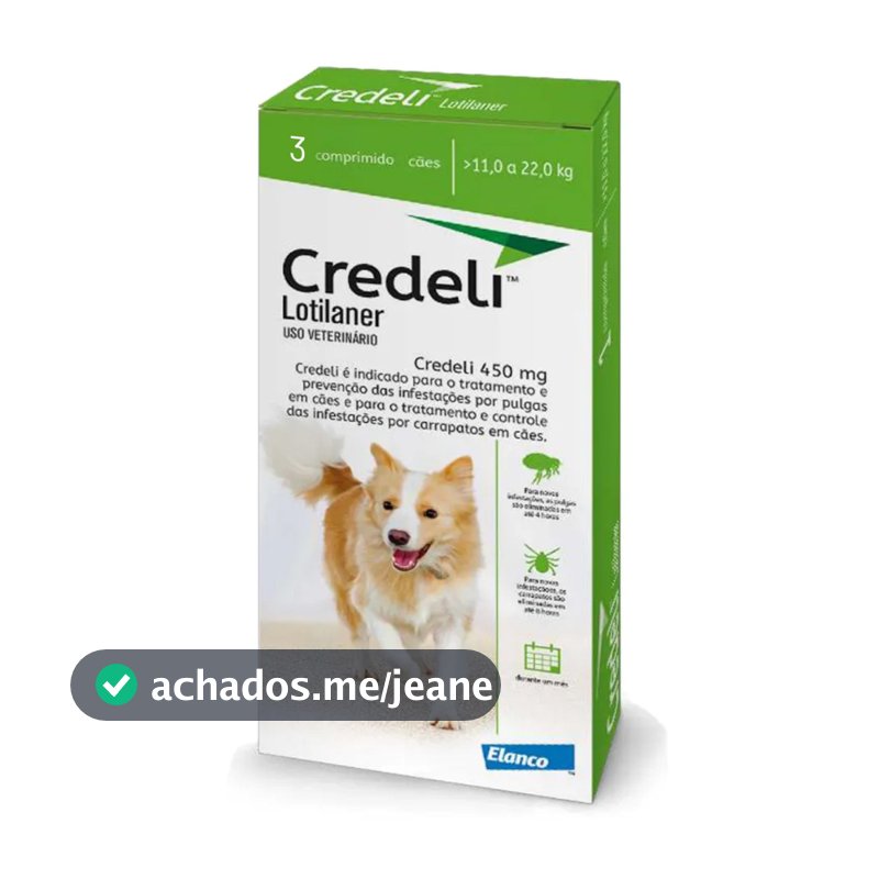 Antipulgas E Carrapatos Credeli 450 Mg 11 A 22 Kg Cães 3 Comprimidos