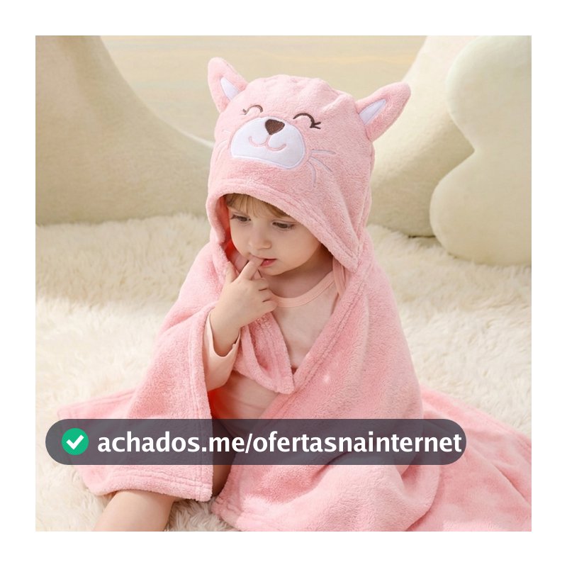 🔥Toalha de Banho Bebê Cobertor de Bebê 95x65cm Felpuda Capuz Infantil Recém Nascido Com Orelhinha  Menino e Menina