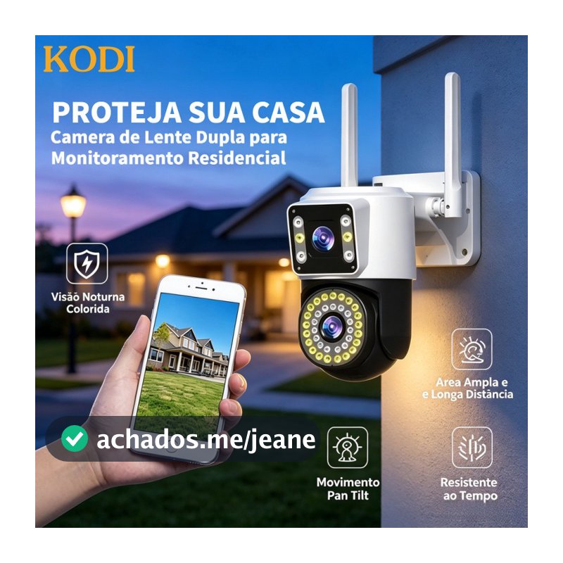 Câmera de Segurança 360° PTZ 6MP | Lente Dupla, Externa Wi-Fi, IP66, Sirene de Alarme e Visão Noturna - G1