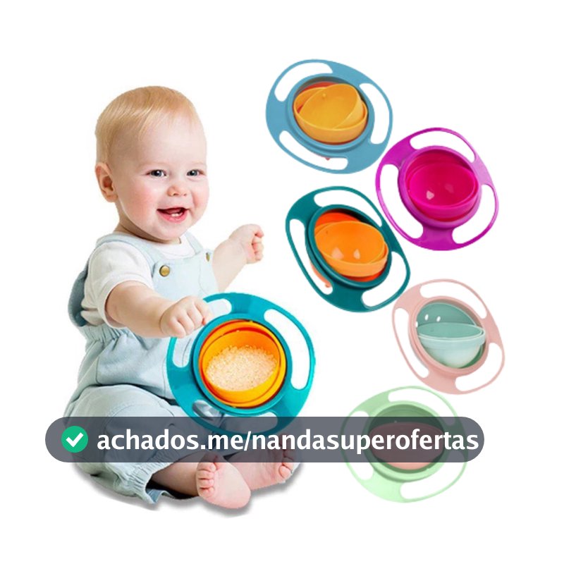 Prato Mágico Infantil Bebê Giratório 360 Não Derrama Super Prático E Seguro