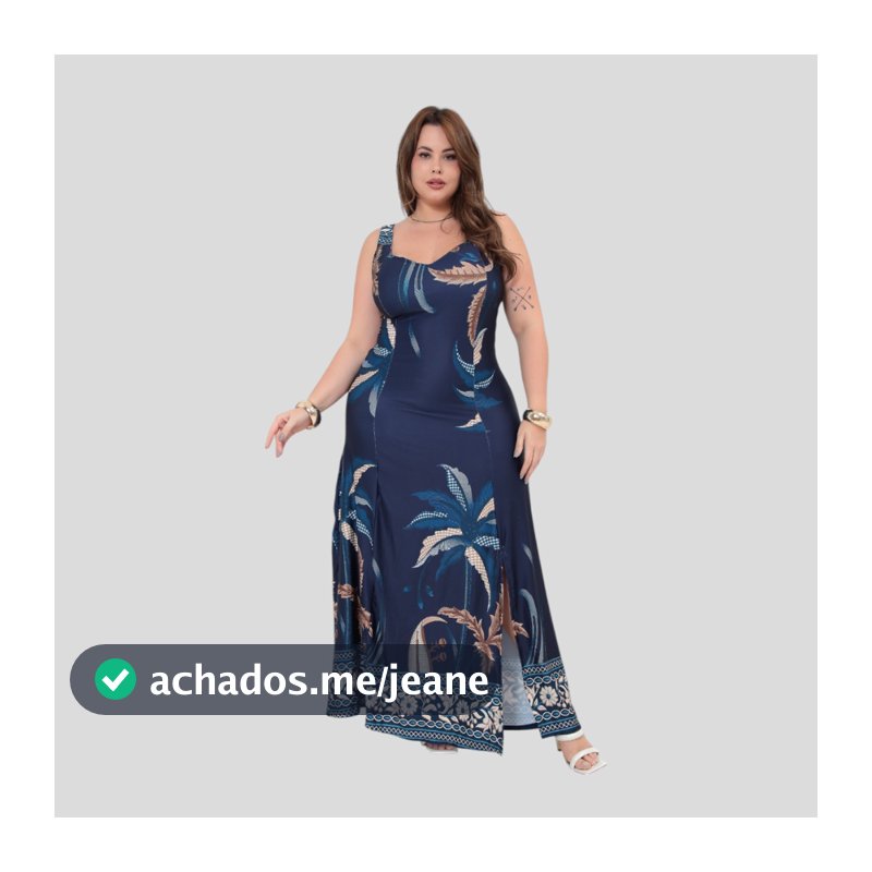 Vestido Longo Alça Plus Size Estampado Florido Soltinho