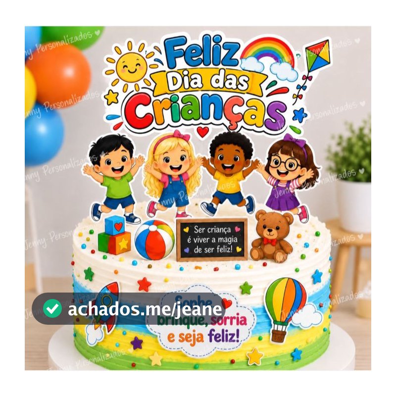 topo topper de bolo personalizado Dia das Crianças