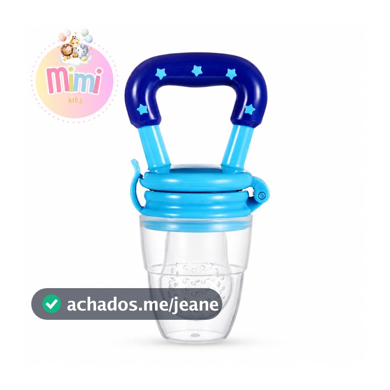Chupeta  Mordedor Alimentadora Bebê De Silicone Porta Fruta Azul e Rosa