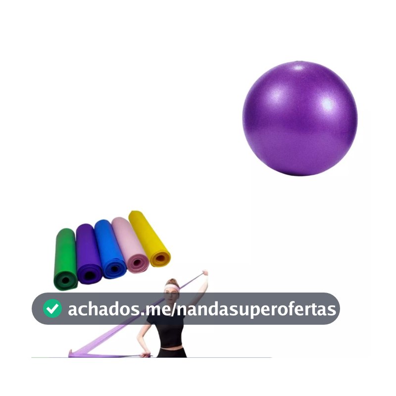 Kit Bola yoga Pilates Pequena 25cm Fisio + Faixa Elástica 150cm