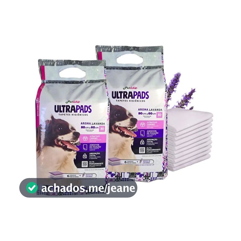 60 Unidades Tapete Higiênico Ultra Pad KIT 60 un 80x60cm Lavanda Cães Tapete Higienico - Cachorro