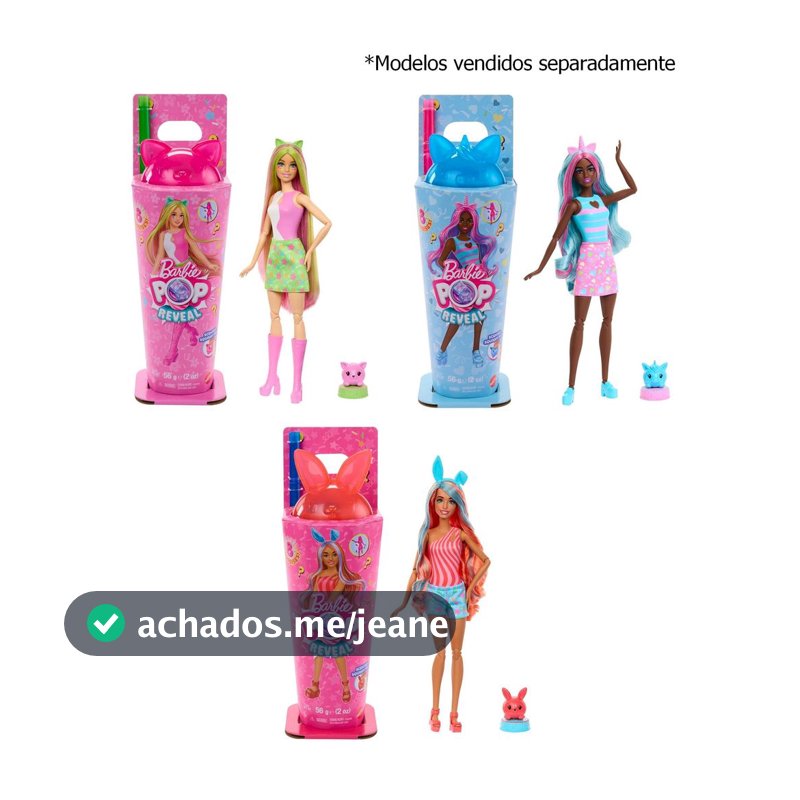 Boneca Barbie Pop Reveal Série Shake Festa Animal - Boneca + Copo + Slime - Color Change Mattel