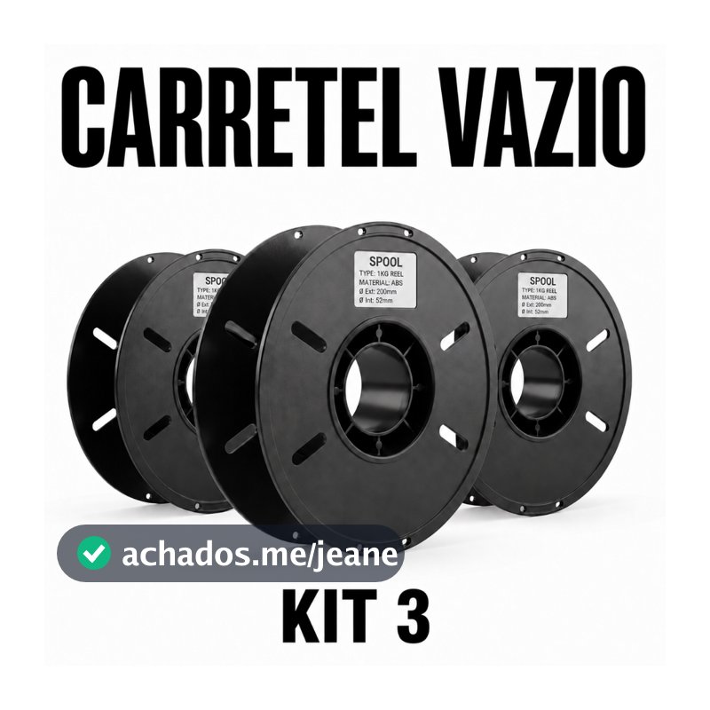 KIT 3 Carretel Bobina Vazia Plástico Filamento Rolo Fios Cordas