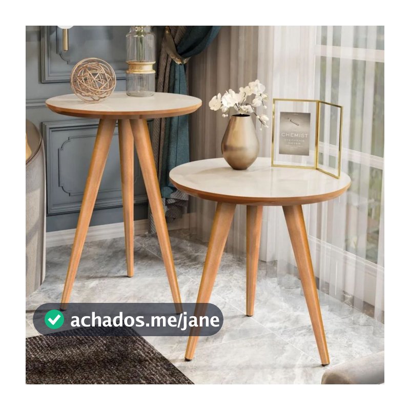 Duas Mesas Laterais Sofa Sala Canto Madeira Pés Palito Lindas