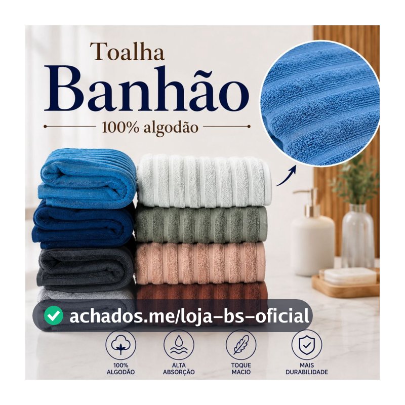 Toalha Banhão Gigante E Rosto 100% Algodão Alta Absorção Toque Macio Aveludada Enxuga Bem Wave Habitat