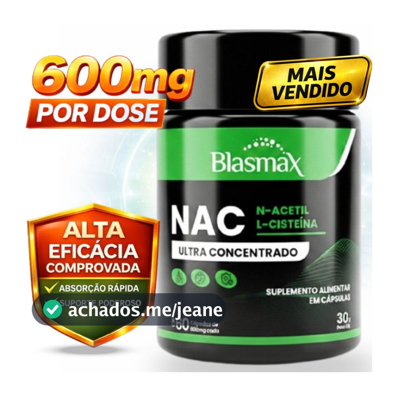 NAC Ultra Concentrado | N-Acetil L-Cisteína, Antioxidante e Suporte ao Fígado - 60 Cápsulas Original